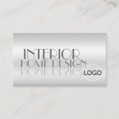 Stilvolle Silver Mirror Letters mit Logo Modern Visitenkarte (Vorderseite)