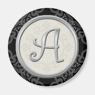 Stilvolle Silver Monogram Initial A Magnet