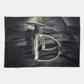 Stilvolle Silver Stirrups auf English Riding Saddl Geschirrtuch (Horizontal)