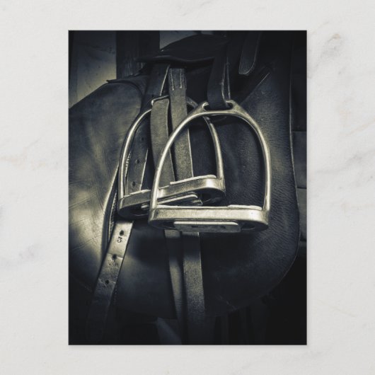 Stilvolle Silver Stirrups auf English Riding Saddl Postkarte (Vorderseite)
