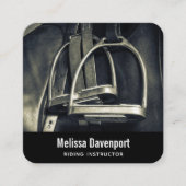 Stilvolle Silver Stirrups auf English Riding Saddl Quadratische Visitenkarte (Vorderseite)