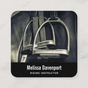 Stilvolle Silver Stirrups auf English Riding Saddl Quadratische Visitenkarte