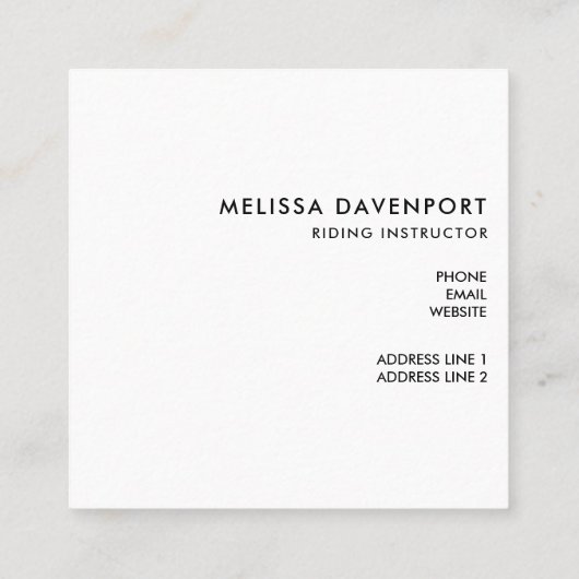 Stilvolle Silver Stirrups auf English Riding Saddl Quadratische Visitenkarte (Rückseite)