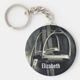 Stilvolle Silver Stirrups auf English Riding Saddl Schlüsselanhänger