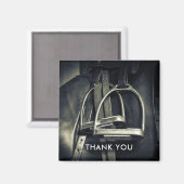 Stilvolle Silver Stirrups English Saddle Danke Magnet (Vorderseite/Rückseite)