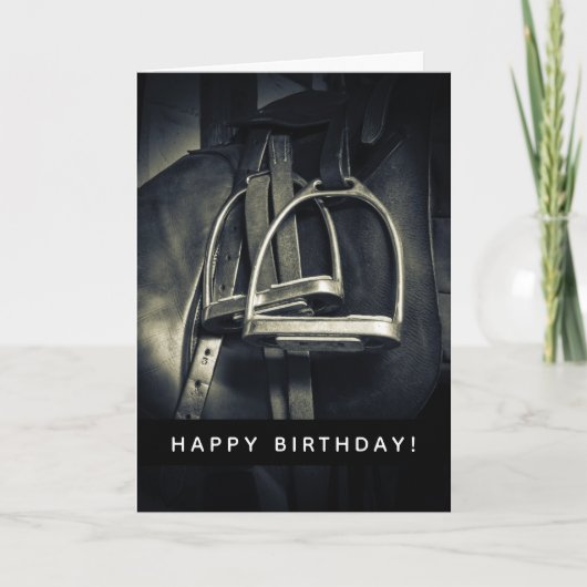 Stilvolle Silver Stirrups zum Geburtstag Karte (Vorderseite)