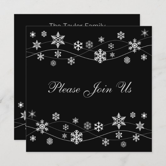 Stilvolle Silver White Snowflakes Einladungen (Vorne/Hinten)