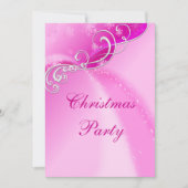 Stilvolle Silver Wirbel & Pink Snowflake Glitzern Einladung (Vorderseite)