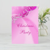 Stilvolle Silver Wirbel & Pink Snowflake Glitzern Einladung (Stehend Vorderseite)