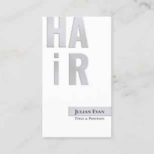 Stilvolle Silvery White Friseur Business Card Visitenkarte