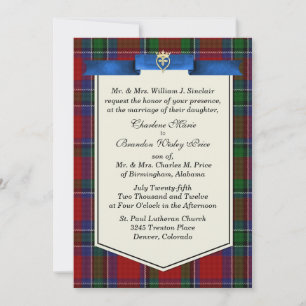 Stilvolle Sinclair Tartan Karierte Custom Wedding Einladung