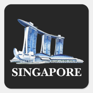 Stilvolle Singapore Travel Quadratischer Aufkleber