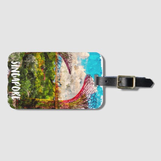 Stilvolle Singapur Asia Watercolor Travel Gepäckanhänger (Vorderseite (Horizontal))