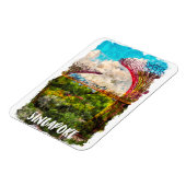 Stilvolle Singapur Asia Watercolor Travel Magnet (Linke Seite)