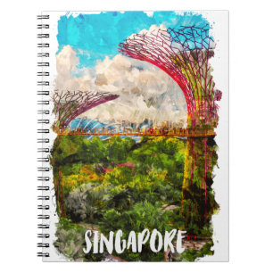 Stilvolle Singapur Asia Watercolor Travel Notizblock