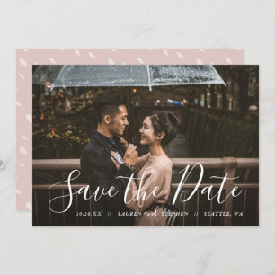 Stilvolle Skript-Foto-Overlay Save the Date Einlad Einladung