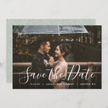 Stilvolle Skript-Foto-Overlay Save the Date Einlad