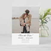 Stilvolle Skript-Hochzeitsfoto Save The Date (Stehend Vorderseite)