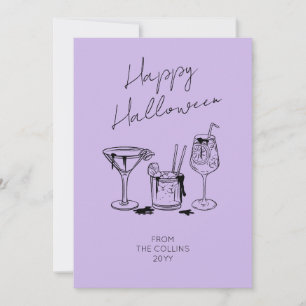 Stilvolle Skript Lavendel Cocktails Frohes Hallowe Feiertagskarte