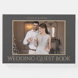 Stilvolle Skripte, dunkelgrau und Gold | FOTO Gästebuch