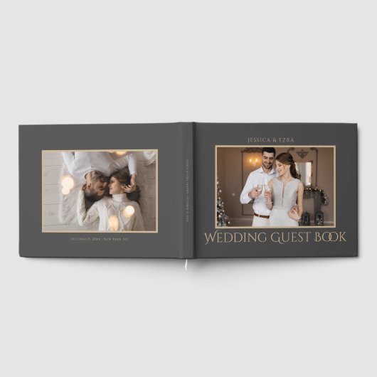 Stilvolle Skripte, dunkelgrau und Gold | FOTO Gästebuch (Voll)