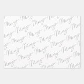 Stilvolle Skripte Merry & Watercolor Gray Geschenkpapier Set (Vorderseite 3)