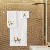 Stilvolle Skripte Modern White Gold Monogram Name Badhandtuch Set