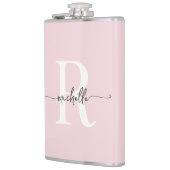 Stilvolle Skripte Moderner Blush Pink Monogram Nam Flachmann (Links)