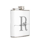 Stilvolle Skripte Moderner Name des weißen Monogra Flachmann (Rechts)