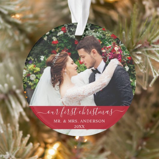 Stilvolle Skripte Unser erstes Weihnachtsrot Ornament (Baum)