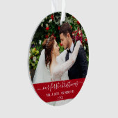 Stilvolle Skripte Unser erstes Weihnachtsrot Ornament (Vorderseite)