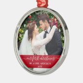 Stilvolle Skripte Unser erstes Weihnachtsrot Ornament Aus Metall (Links)