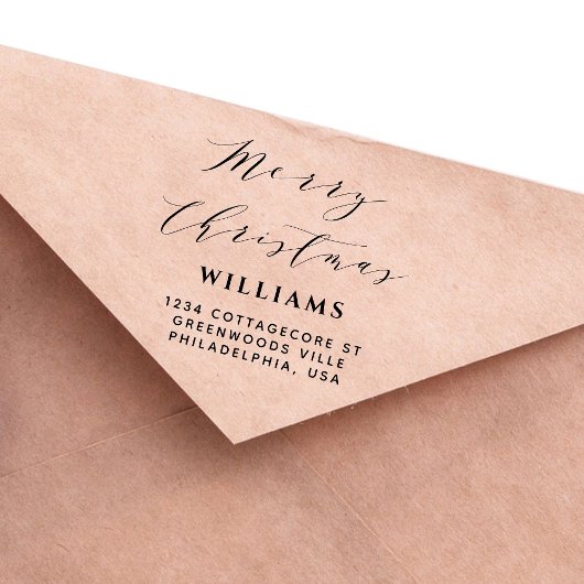 Stilvolle Skriptkalligrafie Frohe Weihnachtsfamili Permastempel