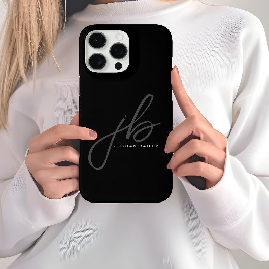Stilvolle Skriptmonogramm-Initialen und Name Case-Mate iPhone Hülle