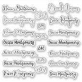 Stilvolle Skriptnamen und Initialen Aufkleber (Vorderseite)