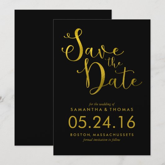 Stilvolle SkriptWedding Save the Date (Vorne/Hinten)