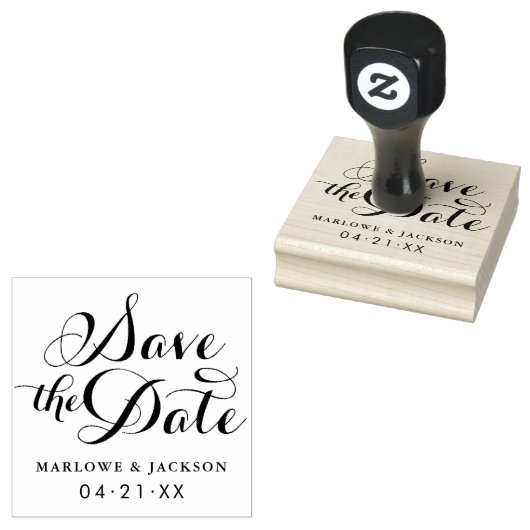 Stilvolle SkriptWedding Save the Date Gummistempel (Stempel)