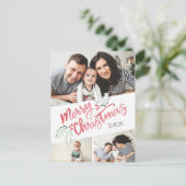 Stilvolle Slant Watercolor Frohe Weihnachten 3-Fot (Stehend Vorderseite)