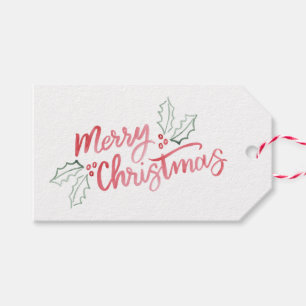 Stilvolle Slant Watercolor Frohe Weihnachtsfeierta Geschenkanhänger