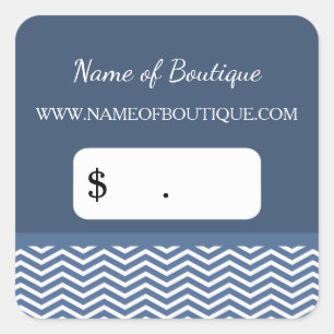 Stilvolle Slate Blue Chevrons Boutique Preis Tags Quadratischer Aufkleber
