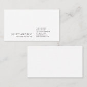 Stilvolle Sleek White Beruflich Moderne Schlicht Visitenkarte (Vorne/Hinten)