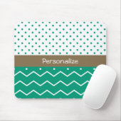 Stilvolle Smaragdgrün-und weißeZickzack Mousepad (Mit Mouse)