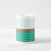 Stilvolle Smaragdgrün-und weißeZickzack Porzellantasse (Vorderseite)