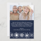 Stilvolle Snowflakes Navy 2 Foto Weihnachten (Rückseite)