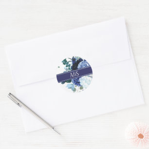 Stilvolle Soft Indigo und Blue Wedding Runder Aufkleber