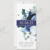Stilvolle Soft Indigo und Hochzeit Speichern Sie d Einladung (Vorderseite)