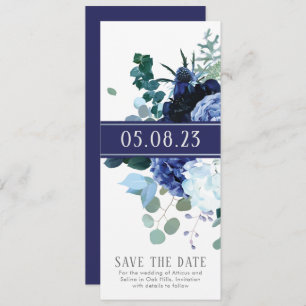 Stilvolle Soft Indigo und Hochzeit Speichern Sie d Einladung