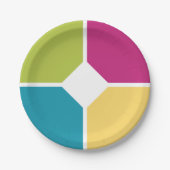 Stilvolle SOMMERFARBEN Quadranten Optionales Monog Pappteller (Vorderseite)