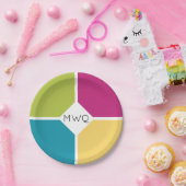 Stilvolle SOMMERFARBEN Quadrants Monogram Pappteller (Party)