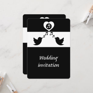Stilvolle Songbird Black and White Wedding Einladung